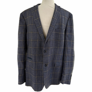 Tallia Linen Blazer Mens 46L Window Pane Sport Coat Suit Jacket Preppy Lined